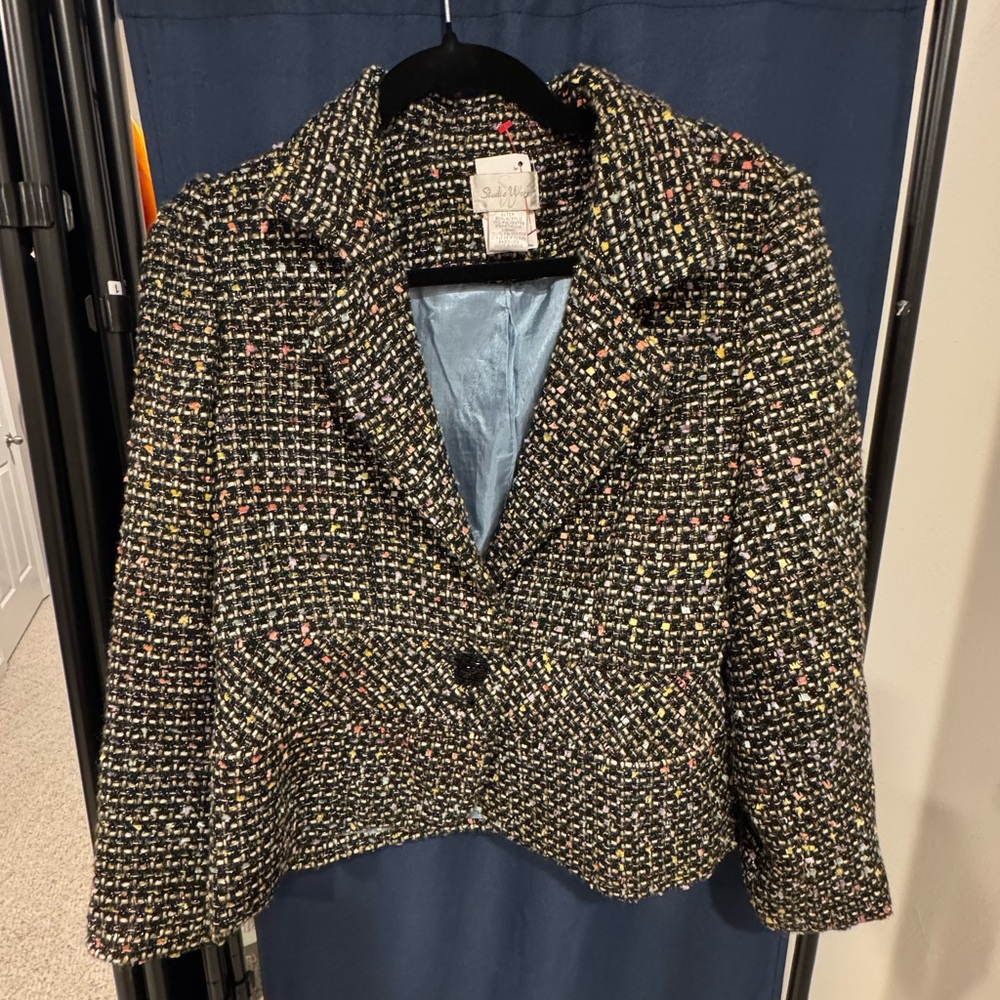 Studio Works Black Multicolor Tweed Blazer